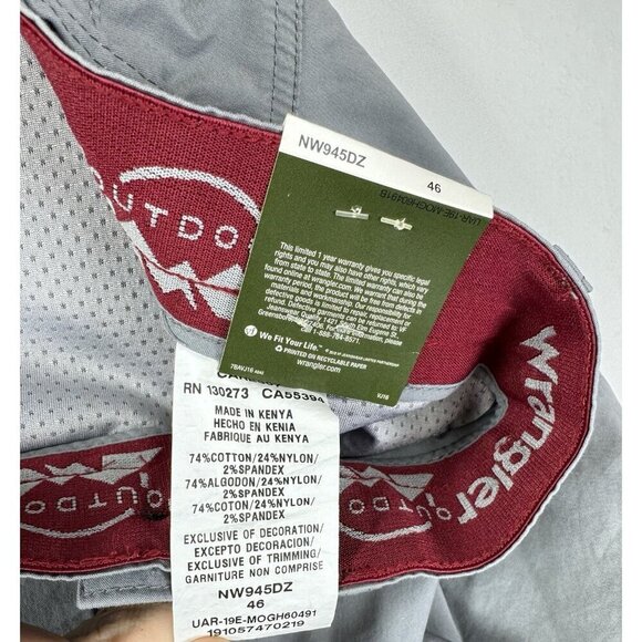 Wrangler Straight Fit Shorts Mens 46 Gray Outdoor Stretch Flat Front 9” NEW - Picture 5 of 8